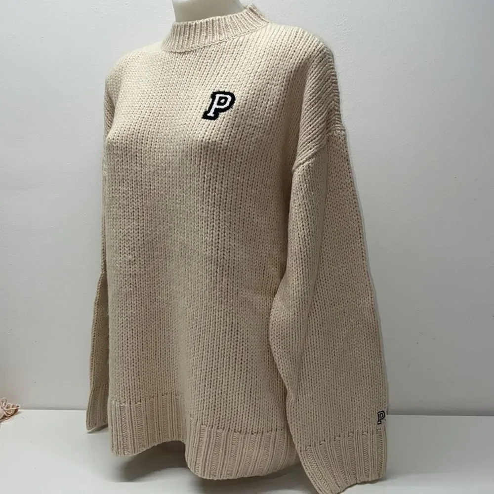 Victoria Secret Pink overside sweater women’s girls beige cream   New